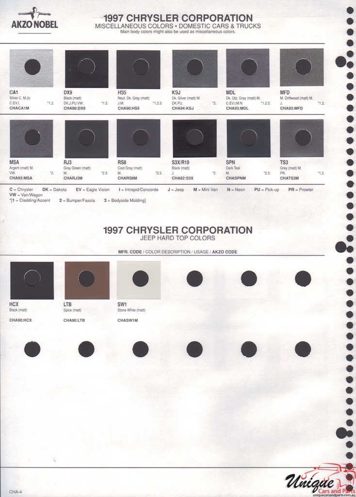 1997 Chrysler Paint Charts Akzo 4